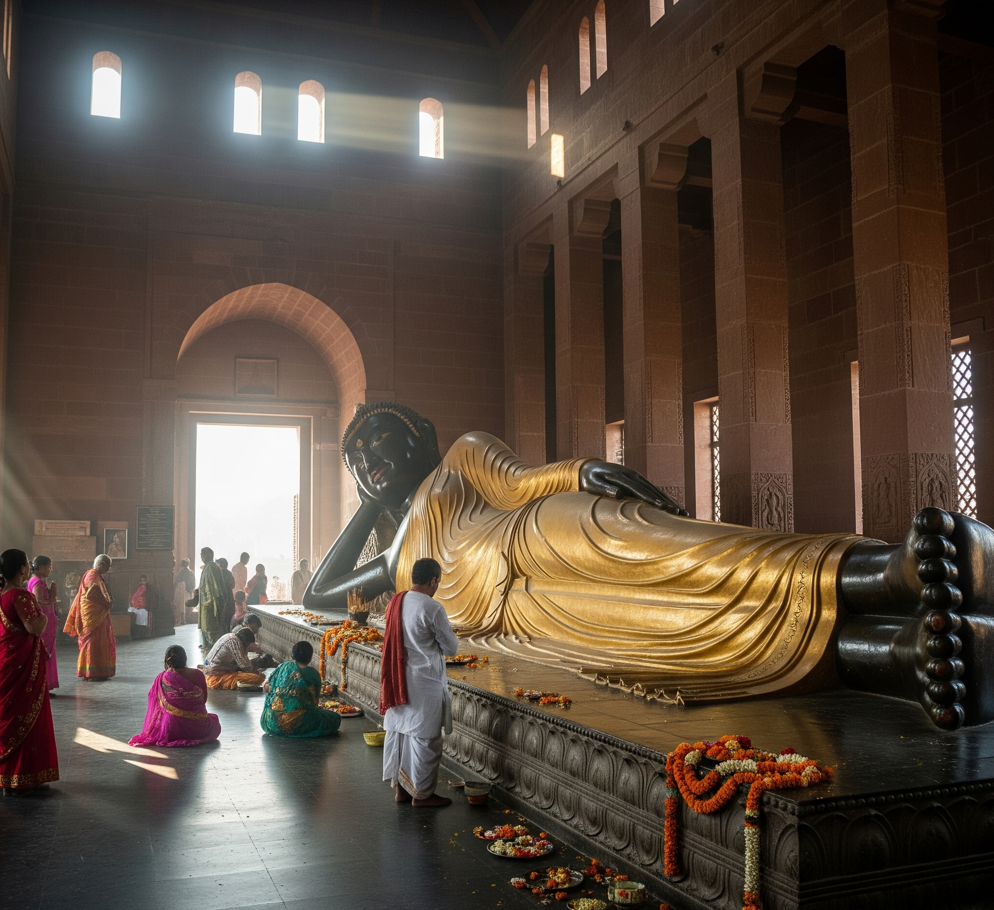 Reclining Buddha statue in Kushinagar